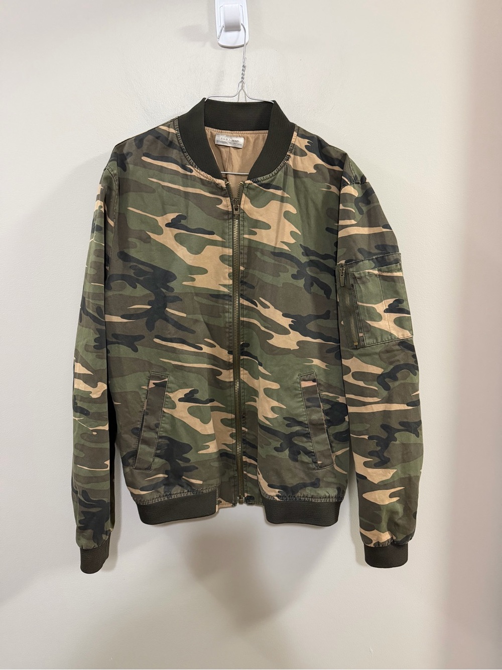 Zara Green Camo Bomber Jacket